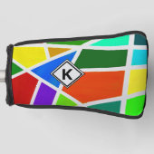 変更イニシャル、ジオメトリアートカラー三角形 ゴルフヘッドカバー (正面)