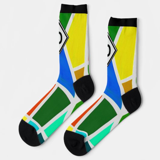 変更イニシャル、ジオメトリアートカラー三角形 ソックス (左)