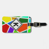 変更イニシャル、ジオメトリアートカラー三角形 ラゲッジタグ (正面横)