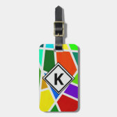 変更イニシャル、ジオメトリアートカラー三角形 ラゲッジタグ (正面縦)
