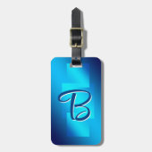変更イニシャル、ソフトブルーアクアジオメトリック ラゲッジタグ (正面縦)