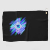 変更イニシャル、ソフトブルーアクアダイヤモンド ゴルフタオル (横)