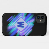 変更イニシャル、ソフトブルーアクアダイヤモンド Case-Mate iPhoneケース (裏面(横))