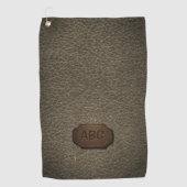 変更イニシャル、レザーバッジレザールックブラウン ゴルフタオル (正面)