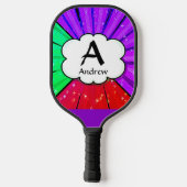 変更イニシャル、名前の追加、ポップ・アートのArt Cloud Burst ピックルボールラケット (裏面)