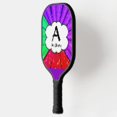 変更イニシャル、名前の追加、ポップ・アートのArt Cloud Burst ピックルボールラケット (左)