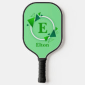 変更イニシャル、名前を追加する緑の白い円 ピックルボールラケット (裏面)