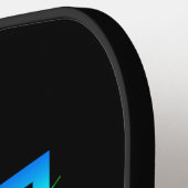 変更イニシャル。名前を追加する青い緑の正方形（黒） ピックルボールラケット (左詳細)