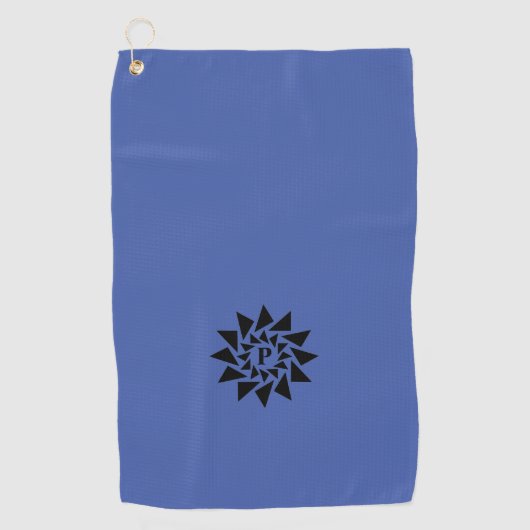 変更イニシャル、幾何三角形、黒い青、 ゴルフタオル (正面)