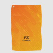 変更イニシャル、追加（削除）名、オレンジ色の黄色 ゴルフタオル (正面)