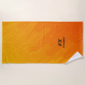 変更イニシャル、追加(削除)名、オレンジ色の黄色 ビーチタオル (正面)