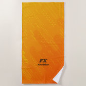 変更イニシャル、追加(削除)名、オレンジ色の黄色 ビーチタオル (正面)