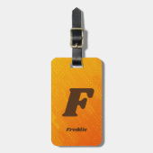 変更イニシャル、追加（削除）名、オレンジ色の黄色 ラゲッジタグ (正面縦)