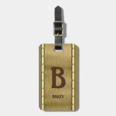 変更イニシャル、追加（削除）名、メタルブラウン ラゲッジタグ (正面縦)