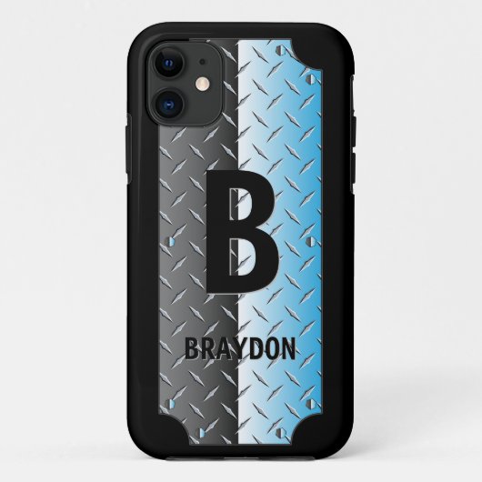 変更イニシャル、追加（削除）名、光沢のある金属 Case-Mate iPhoneケース (裏面)