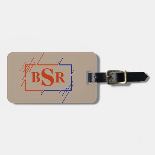 変更イニシャル, 3文字モノグラムブラウンブルー ラゲッジタグ (正面横)