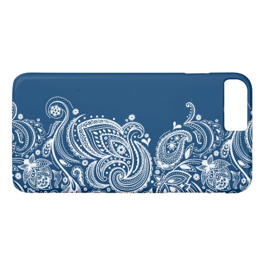 変更エレガント可能な青い背景の白いレース Case-Mate iPhoneケース (裏面(横))
