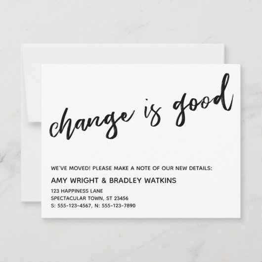 変更カジュアルは新しいアドレスの発表に適している ノートカード (正面)