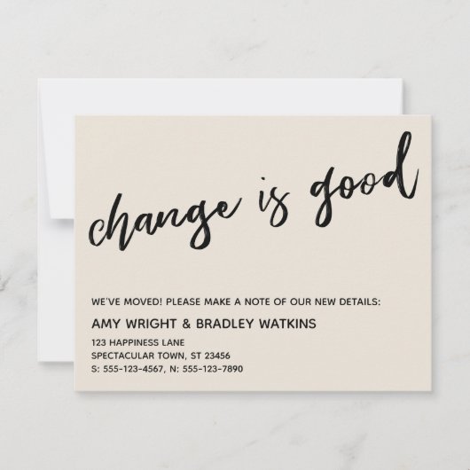 変更カジュアルはGood Cream New Address Card ノートカード (正面)
