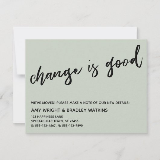 変更カジュアルはGood Sage Green New Address Card ノートカード (正面)