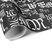 変更モノグラムブラックレタースタイルすべての行事 ラッピングペーパー (ロールコーナー)