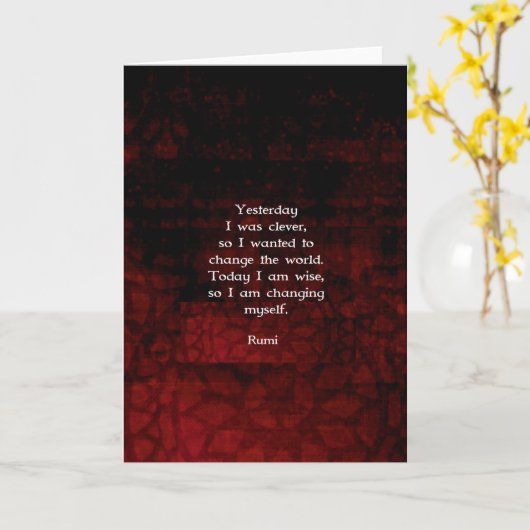 変更及び賢さについてのRumiの知恵の引用文 カード (黄色い花)