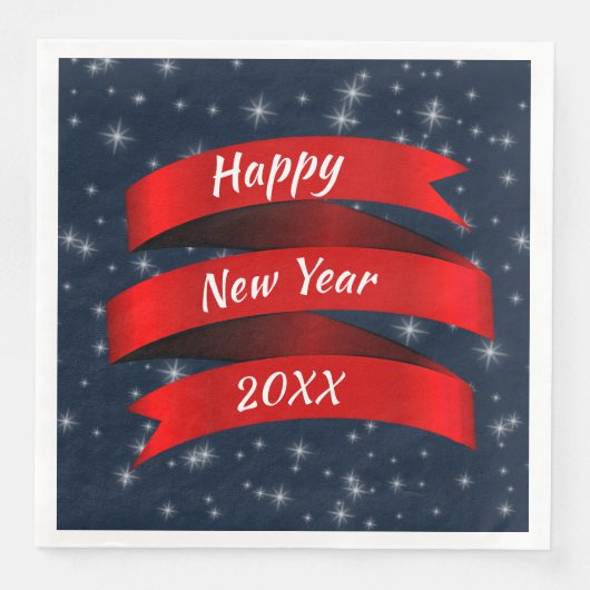 変更年文字ハッピーニューイヤー20xx赤いリボン (正面)