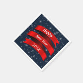 変更年文字ハッピーニューイヤー20xx赤いリボン スタンダードカクテルナプキン (角)