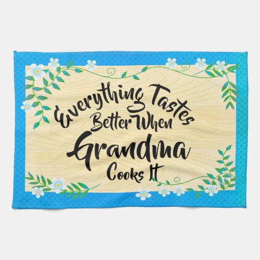 変更文字すべてのおばあちゃんの時に味が良い キッチンタオル (横)