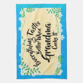 変更文字すべてのおばあちゃんの時に味が良い キッチンタオル (縦)