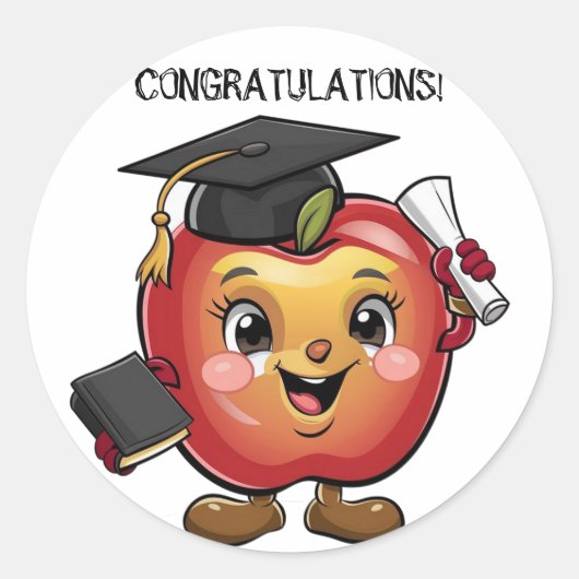 変更文字を名前apple卒業にパーソナライズ ラウンドシール (正面)