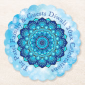 変更文字マッチングディワリブルー紙コースター ペーパーコースター (正面)