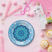 変更文字マッチングディワリブルー7"プレート ペーパープレート (パーティー)