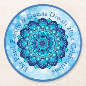 変更文字マッチングディワリブルー ラウンドペーパーコースター (正面)