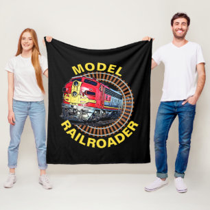 変更文字モデル鉄道車両レッドイエローディーゼル フリースブランケット