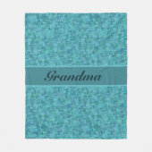 変更文字名おばあちゃん祖母ブルーティール(緑がかった色) フリースブランケット (正面)