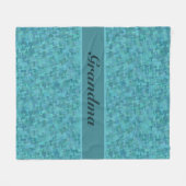 変更文字名おばあちゃん祖母ブルーティール(緑がかった色) フリースブランケット (正面(横))