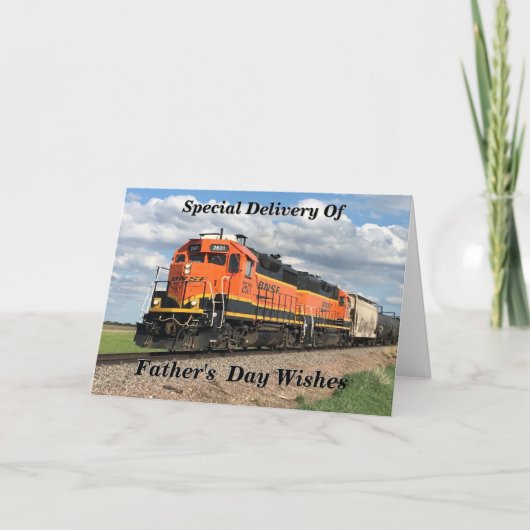 変更文字名の追加ディーゼル列車の父の日 カード (正面)