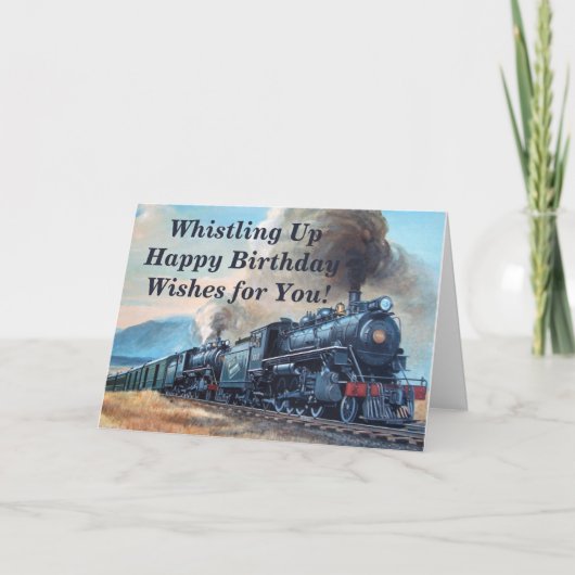 変更文字名の追加蒸気列車ハッピーバースデー カード (正面)