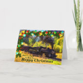 変更文字名を追加スチームトレインハッピークリスマス カード (正面)