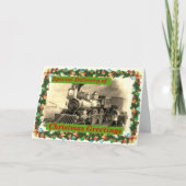 変更文字名を追加スチームトレインハッピークリスマス カード (正面)