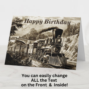 変更文字名を追加Steam Trainハッピーバースデー カード