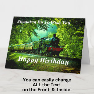 変更文字名を追加Steam Trainハッピーバースデー カード