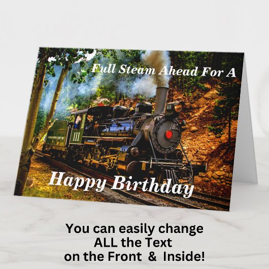 変更文字名を追加Steam Trainハッピーバースデー カード