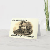 変更文字名を追加Steam Trainハッピーバースデー カード (正面)