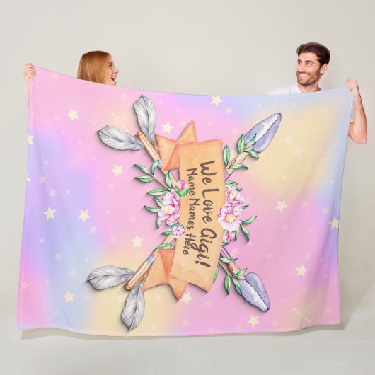 変更文字名前の追加Boho花矢印ピンクス フリースブランケット (インサイチュ)