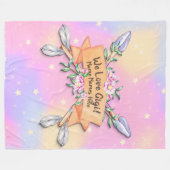 変更文字名前の追加Boho花矢印ピンクス フリースブランケット (正面(横))