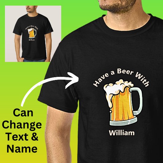 変更文字名前を追加、ビアマグカップのグラスを持つ Tシャツ
