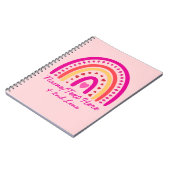 変更文字名前を追加、ボーホレインボーハートピンク ノートブック (左側)