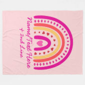 変更文字名前を追加、ボーホレインボーハートピンク フリースブランケット (正面(横))